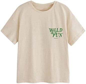 Ежедневна тениска с графичен дизайн SweatyRocks за момичета, Тениска с къс ръкав и деколте инкрустация с заниженными