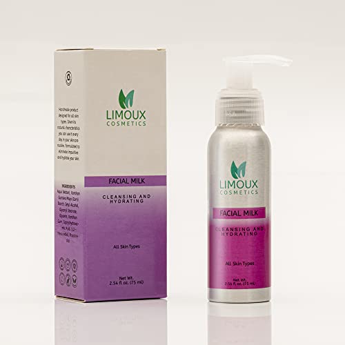 Почистващо мляко за лице Limoux Cosmetics - Естествено средство за отстраняване на грим - 2,54 течни унции