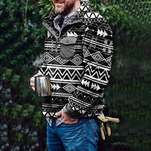 Мъжки Моден мек вълнен плат Пуловер С Джобове, Копчета, Пуловери Aztec Забавни, Пуловери с V-образно деколте