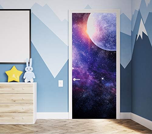 WOOHOOROO Galaxy Нощното Небе Звезди Модел на Самозалепващи Стикер На Вратата със Собствените си Ръце