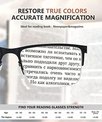 Eyekepper 4-pack Очила за четене в Полукръгла Ръбове, Лек Метален Правоъгълен Карти за Мъже
