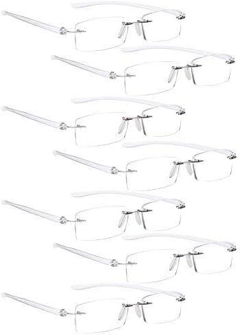 LUR 7 опаковки очила за четене без рамки + 3 опаковки на метални очила за четене в полукръгла рамка (общо