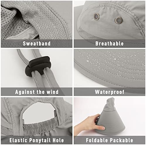 3 бр. Солнцезащитная шапка с лента за врата за жени - Слънчеви шапки с широка периферия за жени с защита от uv - Сгъваема