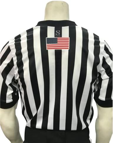 Тениска баскетболен съдия Smitty | I200-WFBK | IAABO с Бял Флаг на гърба, САЩ | Официална форма, Одобрен от училище |