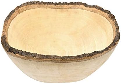 AeraVida Квадратна Купа за сервиране на ястия от Мангового дърво с естествена Кора | Дървена Купа за Сервиране