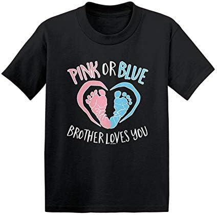 Розова или Синя тениска Brother Обича You - Разкрива пол, Хлопчатобумажный Трикотаж за бебета/деца (черен, 12 месеца)