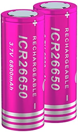 CPZZ 26650 Акумулаторна батерия 6800 mah 3,7 В 26650 Батерия за лампи със силно осветление, Налобных фенери (2pcs_Pink)