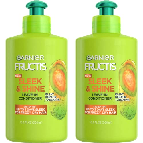Незаличими Кондиционирующий крем Garnier Fructis Sleek & Shine за къдрава суха коса, Растителен кератин + арганово