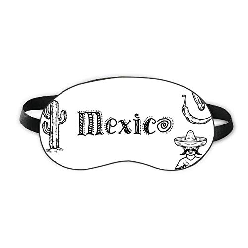 Мексиканска Кухня Скица Кактус Sleep Eye Shield Мека Нощна Превръзка На Очите На Сивата Чанта За Носене