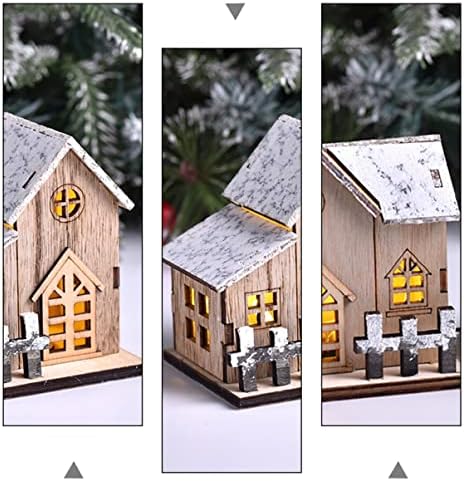 Toyvian Нажежен Дървена Къща Декор 2 елемента Коледни Осветени на Дома Светва Коледно Дървена Къща Запалена Къща