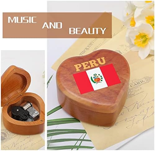 Музикални Кутии за бижута с Изображение на Хартата на Перу, Древни Музикални Кутии с Гравиран във формата на Сърце, Подарък за