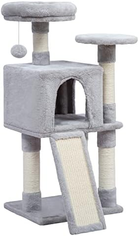 HOOBRO Cat Tree, 34,6-Инчов малка Котешка кула с Мек Плюшен Насестом, за Котенца, 3-Ярусная Мебели за Котешки