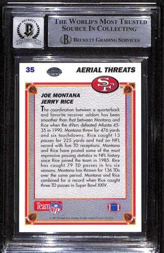 35 Джо Монтана/Джери Райс ЗА - 1991 Футболни карта от върха на тестето (Звезда) С рейтинг на БГД Auto 10 - Футболни топки