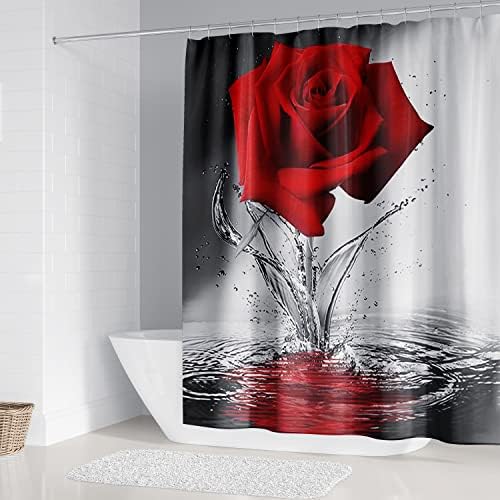 Комплекти Завеса за душ MrLYouth с Червени Рози, Нескользящими подови изтривалки на разположение, подложка за баня,