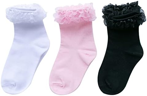 Дантелени Чорапи за момичета, Памучни Чорапи-Глезена с Волани и Рюшами, Чорапи, Рокли за Малки Момичета,