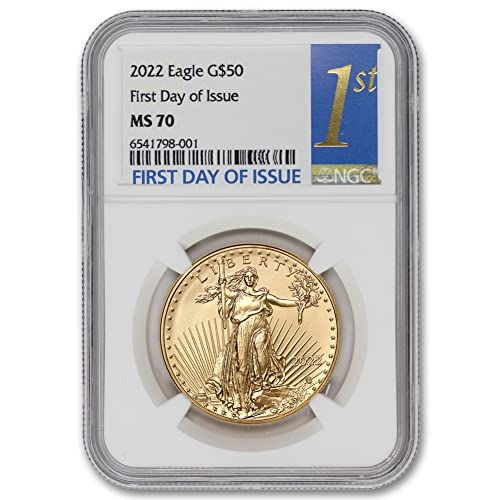 2022 Без знака на монетния двор 1 унция злато American Eagle MS-70 (Първия ден на издаване) от монетния двор State