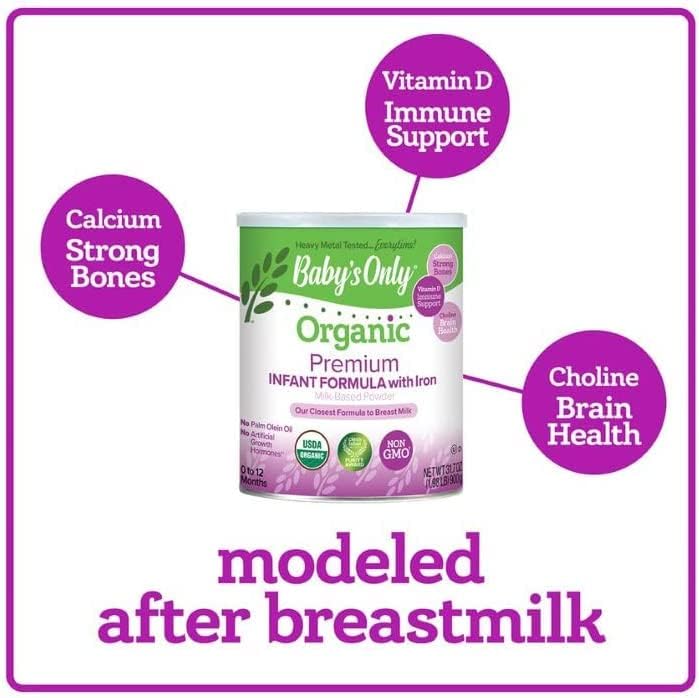 Единствената органични млечна смес за бебета премиум-клас Baby's Only, обемът на 31,7 унция (опаковка от 6 броя) | Без ГМО