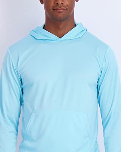 3 Опаковка: Мъжки Мрежест Спортен Пуловер с дълъг ръкав, Hoody, с капак и джоб кенгуру - Fishing UPF 50+ (Big & Tall)