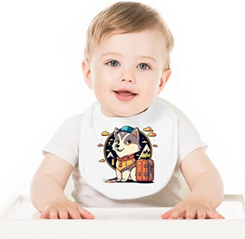 Бебешки Лигавници с животни Хъски - Красиви Престилки за Хранене на деца в стила на Kawai - Сладък Дизайнерски