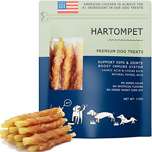 Лакомства за кучета HARTOMPET - Тайна с пиле и Сушени треска, Натурални Дъвчащи закуски за домашни любимци без зърно,