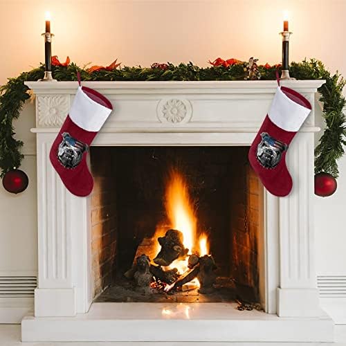 Американски Флаг Булдог Коледни Окачени чорапи Чорапи за Коледно Камина Празничен Начало Декор