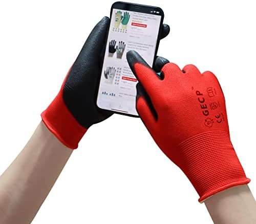 GECP 12 Чифта Предпазни работни ръкавици, Мъжки Тънки работни ръкавици, с антиоксидантна полиуретанова боя с