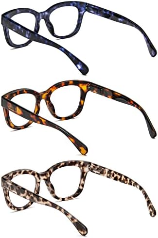 DXYXYO Извънгабаритни Очила за четене в стила на Опра за жените, 3 опаковки с Пружинным тръба на шарнирна Връзка,