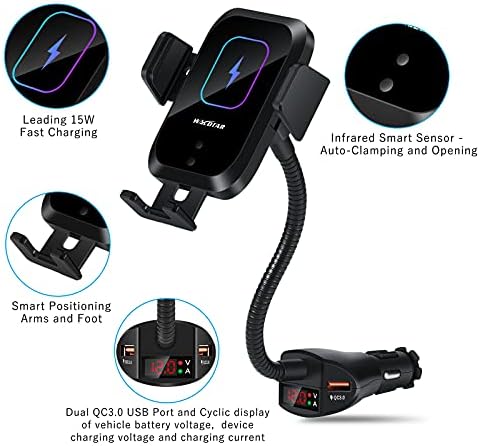 Безжично Зарядно устройство за Запалката на автомобил-стойка за телефона, Автоматично Интелигентно Инфрачервено