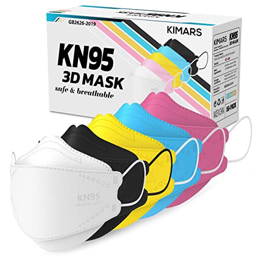 Маски за лице KIMARS KN95, 50 Опаковки, Дишаща Удобна Маска за Еднократна употреба KN95, Многоцветен