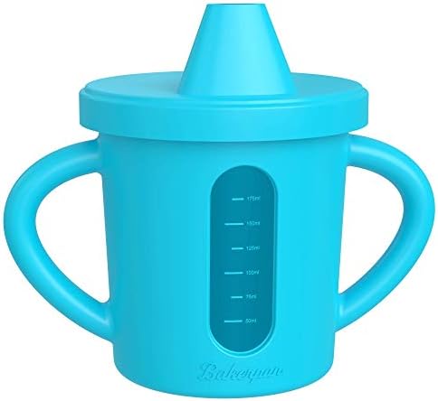 Силиконовата Поильная чаша за деца, защитена от разливане, с Прозорец индикатор за нивото и дръжки (оранжева)