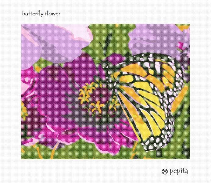 комплект за бродиране pepita: Цвете-пеперуда, 12 x 10