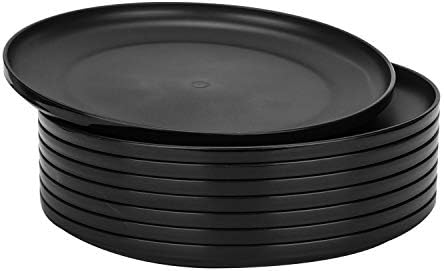 9,75-цолови Черни Пластмасови кът чинии, Комплект от 8 парчета, Може да се използва в микровълнова фурна / миялна