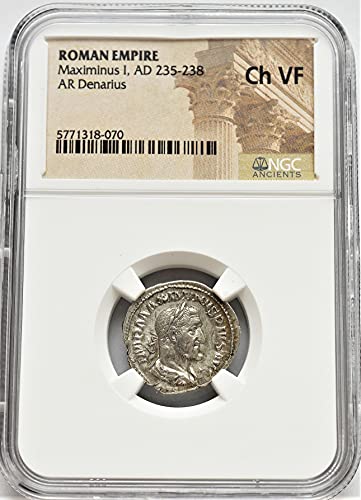 ТОВА 235-238 години, крумовград, Максимин I Древен Императорски Рим Античната римска Сребърна монета AR Denarius Choice