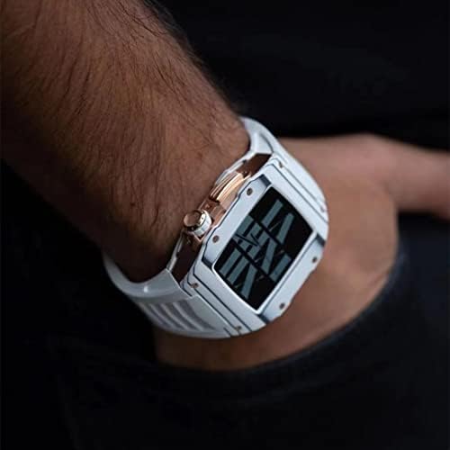 AEMALL Калъф, изработени от въглеродни влакна в спортен стил, моден комплект за Apple Watch Series 8 45 мм,