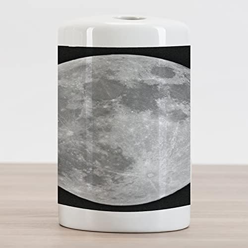 Керамични Държач за четка за зъби Ambesonne Moon, е Черно-бяла, по-Подробна снимка на Небето-космическа тематика
