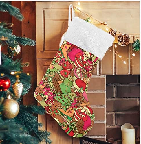 Коледни Чорапи ALAZA Коледен Фон1 Класически Персонализирани Големи Чулочные Украса за Семейна Празничния