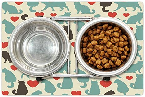 Foldout Подложка за котки и за храна и вода, Фигура във формата на Сърца котки, Домашни животни във формата