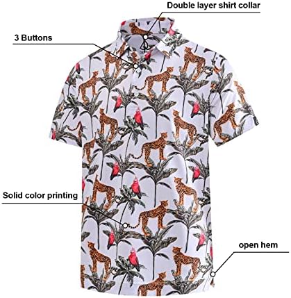 DEOLAX Мъжки Ризи за Голф Модни Хавайски, Абсорбиращи Влагата, Сухи Мъжки Ризи Поло С Къс Ръкав
