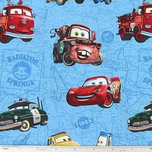 Опаковка от 2 броя - Карта на Disney Cars Radiator Springs за синя памучна тъкан - 18 x 22 Дебелина една четвърт (опаковка