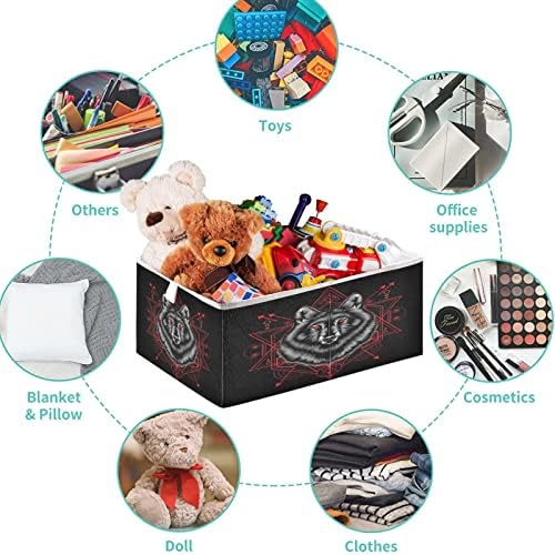 Кошница за шкаф visesunny Черен Вълк с Червени очи, Кутии за съхранение на животни, Тъканни Кошница за Организиране