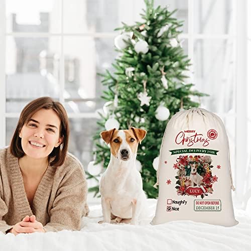 BAGEYOU Персонализирани Чанти на Дядо Коледа за Кучета, едно Сладко Чанта на Дядо Коледа от известни далмация за Коледен