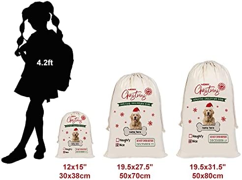 BAGEYOU Персонализирани Чанти на Дядо Коледа за Кучета, Сладко Померан, Чанта на Дядо Коледа за Коледа подарък с