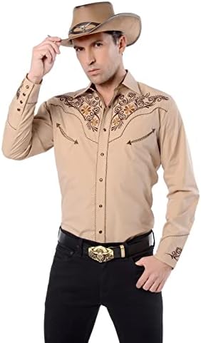 Мъжка риза в западен стил EL PIONERO с Дълъг ръкав, Ковбойская Ежедневни Риза с Копчета с бродерия