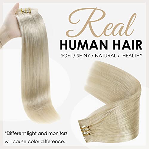 Лъскава руса, шнола за изграждане на човешки косъм, платинена блондинка, истински човешки косъм, 8 бр.