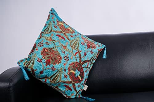 Калъфка SHG Boho Хвърли 18x18 инча | Мека Обивочная тъкани от Шенилна, мека мебел Възглавница с Цветен Модел във формата