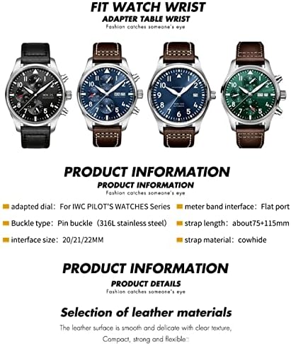 TTUCFA Каишка за часовник от естествена кожа 20/21/22 мм е Подходящ за IWC Mark XVIII Le Petit Prince Pilot's Watch
