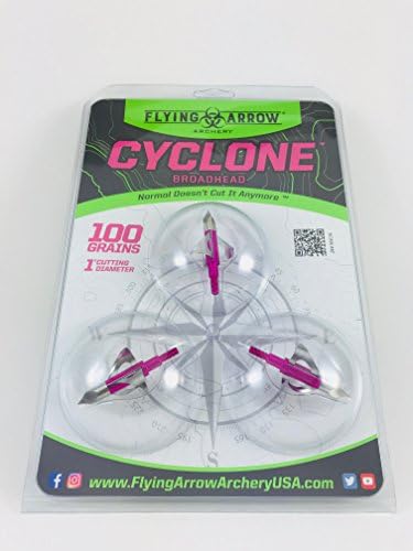 Flying Arrow Archery Cyclone Broadhead Розово, 100 Шкурка, 3 опаковки