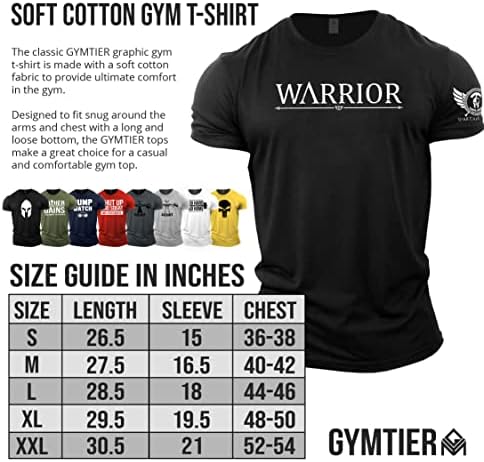 GYMTIER Warrior - Тениска Спартан Фитнес за Мъже, Бодибилдинг, Вдигане на Тежести, Стронгмен, Тренировъчен Топ с Активна Дрехи,