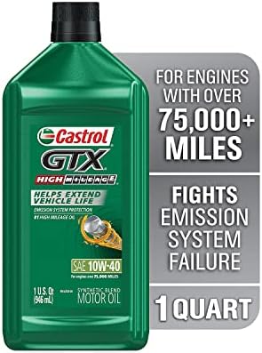 Моторно масло Castrol 06460 GTX 10W-40 с голям пробег - 1 литър (опаковка от 6 броя)