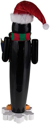 Традиционна Дървена Лешникотрошачката Deli Creations Black Penguin 15 Инча, Празничен Коледен Декор за Рафтове и